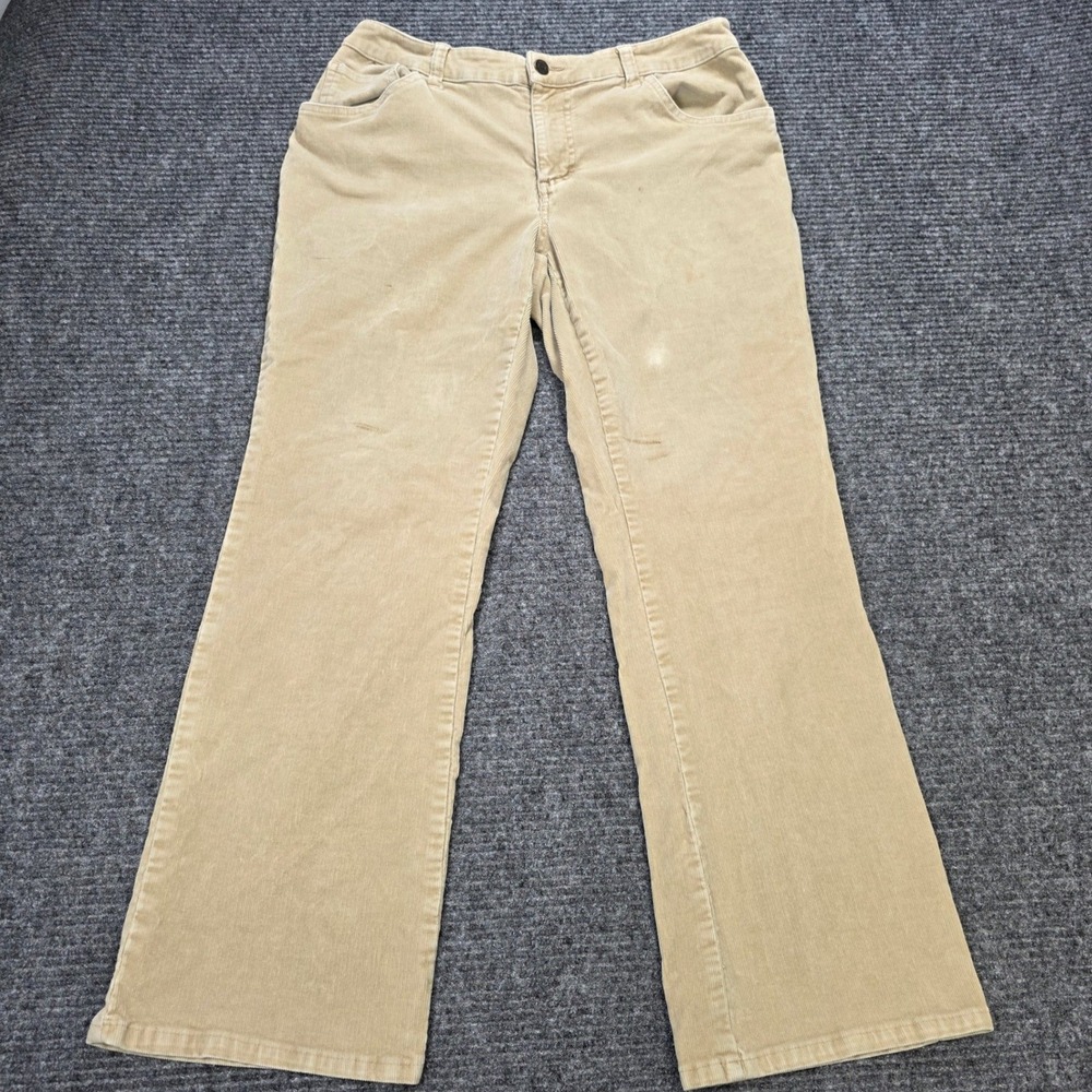 St. John's Bay Corduroy Straight Leg Pants Women's Size 12P Tan Beige Stretch - Picture 1 of 11